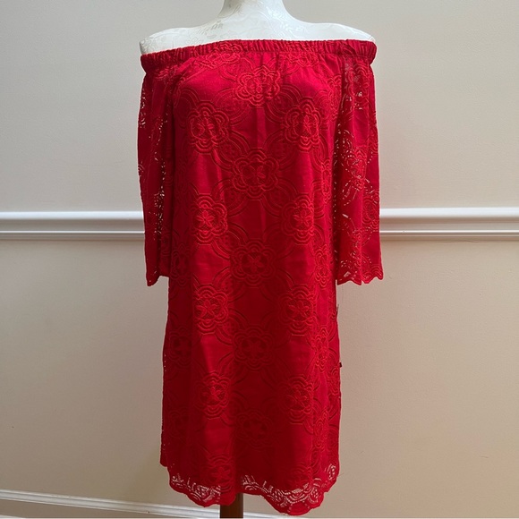 Tiana B Off the Shoulder A-line Red Dress Women’s Size 4 - Picture 3 of 6